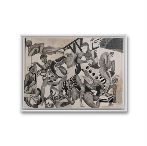 Everyday life stuggles. Abstract men. Life in general. Indian art. Indian society. Black and white art.