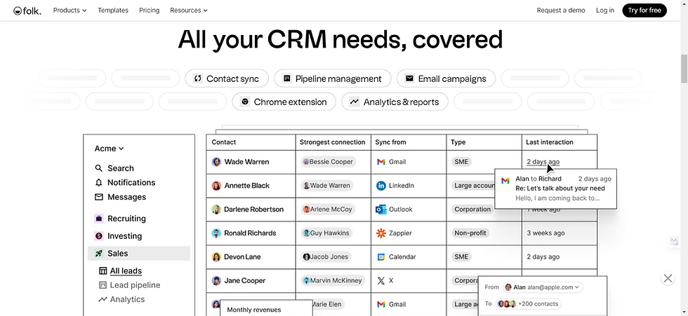 Folk CRM Home Page