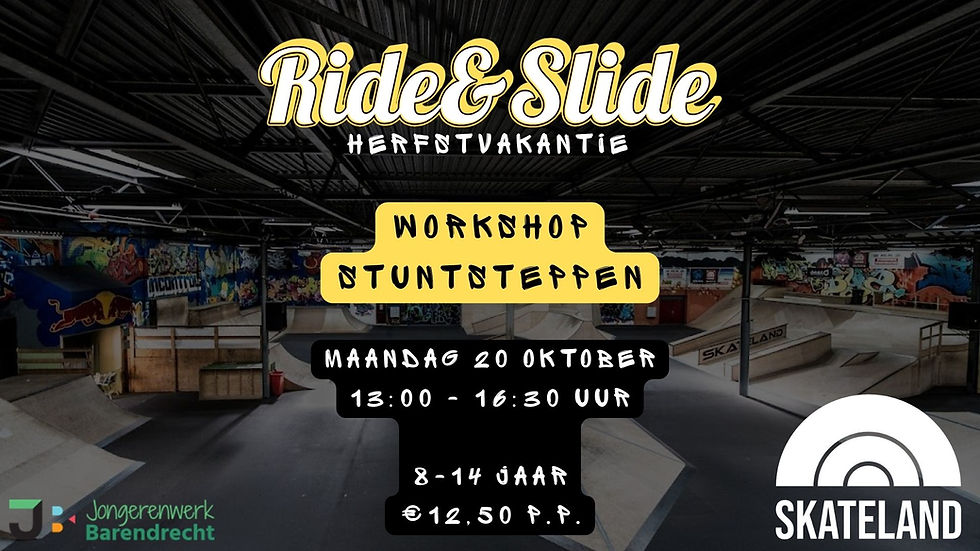 Ride & Slide | Workshop Stuntsteppen in Skateland Rotterdam