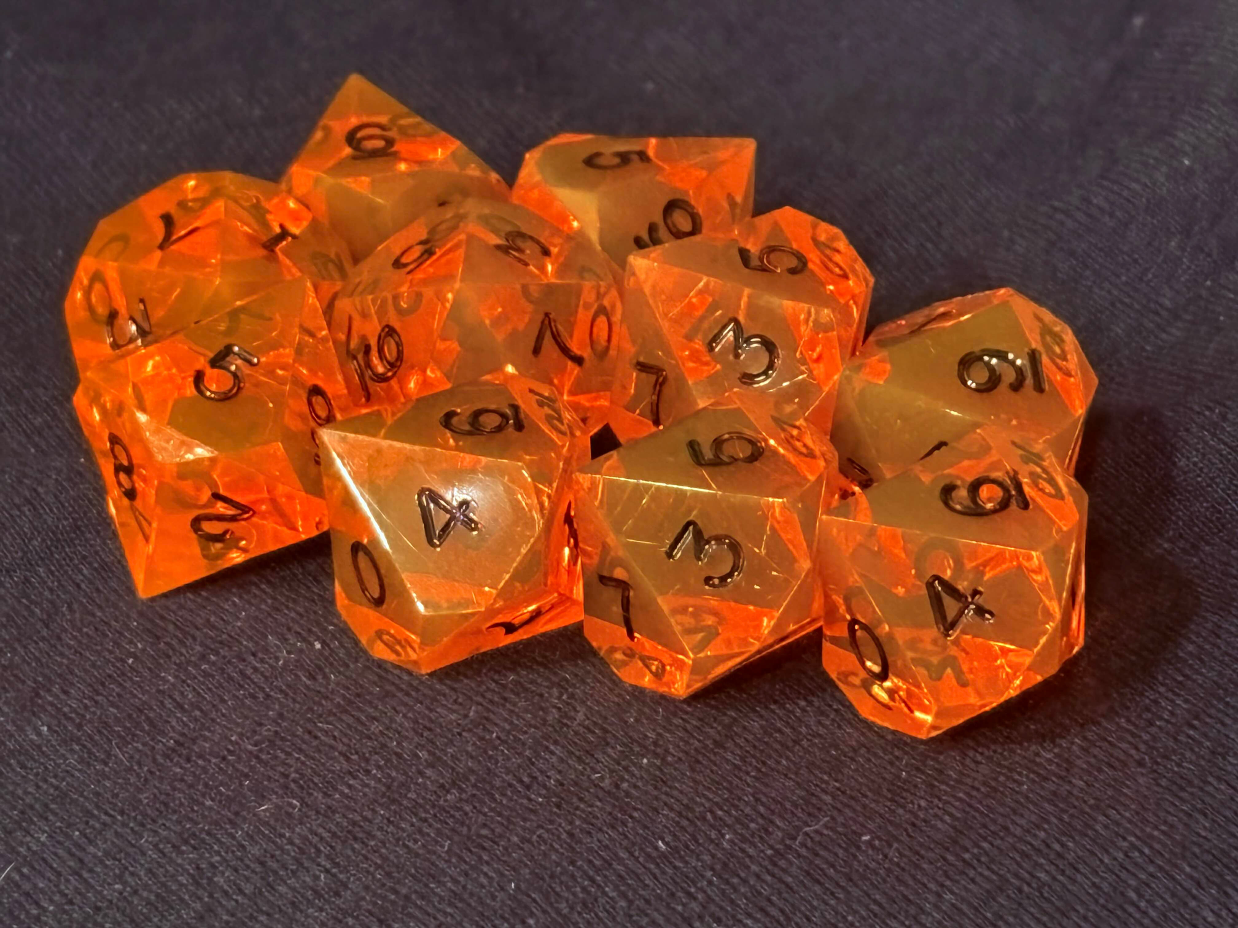 Black Inked Orange Gemstone 10 Piece Tens