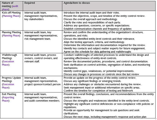 Key meeting during an audit engagement