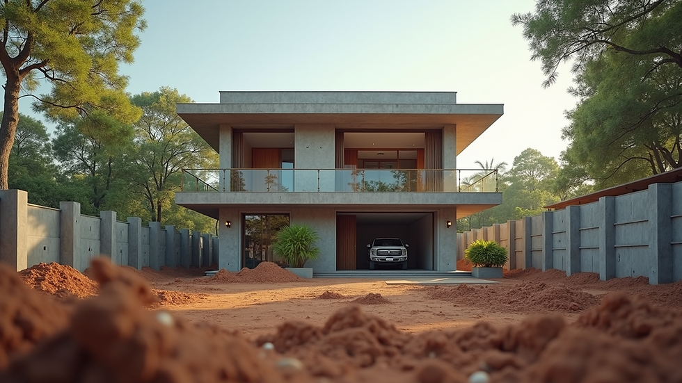 Eye-level view of a modern house under construction in Bangalore