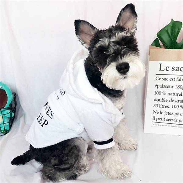 Thumbnail: Hooded Pajamas Dog Bathrobe - White Dog Clothing