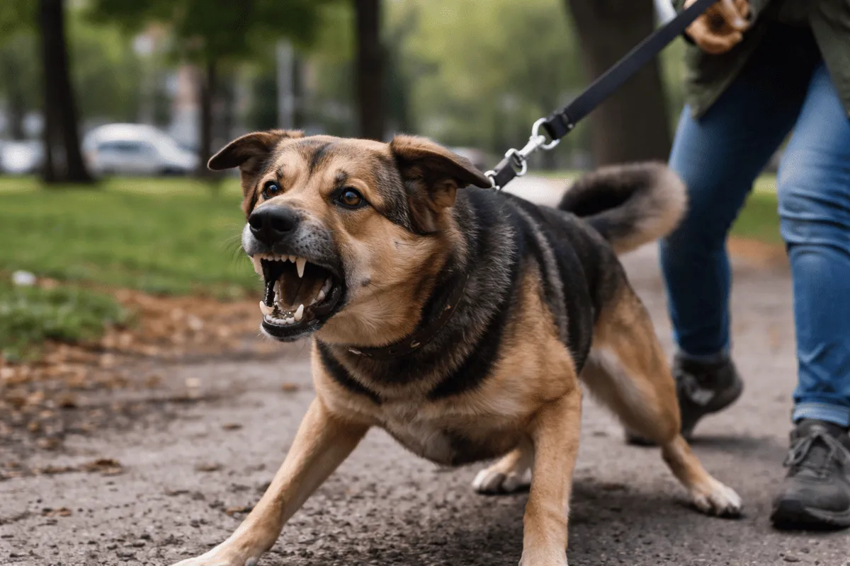 Hund zeigt Warnverhalten und Körpersprache bei Stress oder Aggression