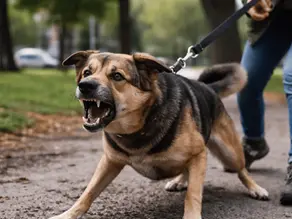 Hund zeigt Warnverhalten und Körpersprache bei Stress oder Aggression