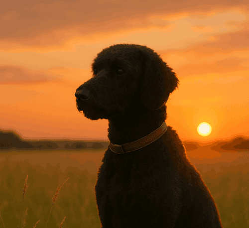 Hund vor Sonnenuntergang