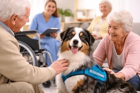 Besuchshund Ausbildung Saarland – Hund in Pflegeeinrichtung im ruhigen Kontakt
