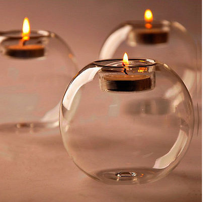 Thumbnail: Glass Candle Holder Set – Crystal-Cut Décor