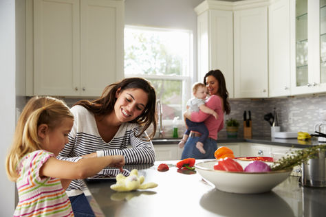 Family happy in the kitchen