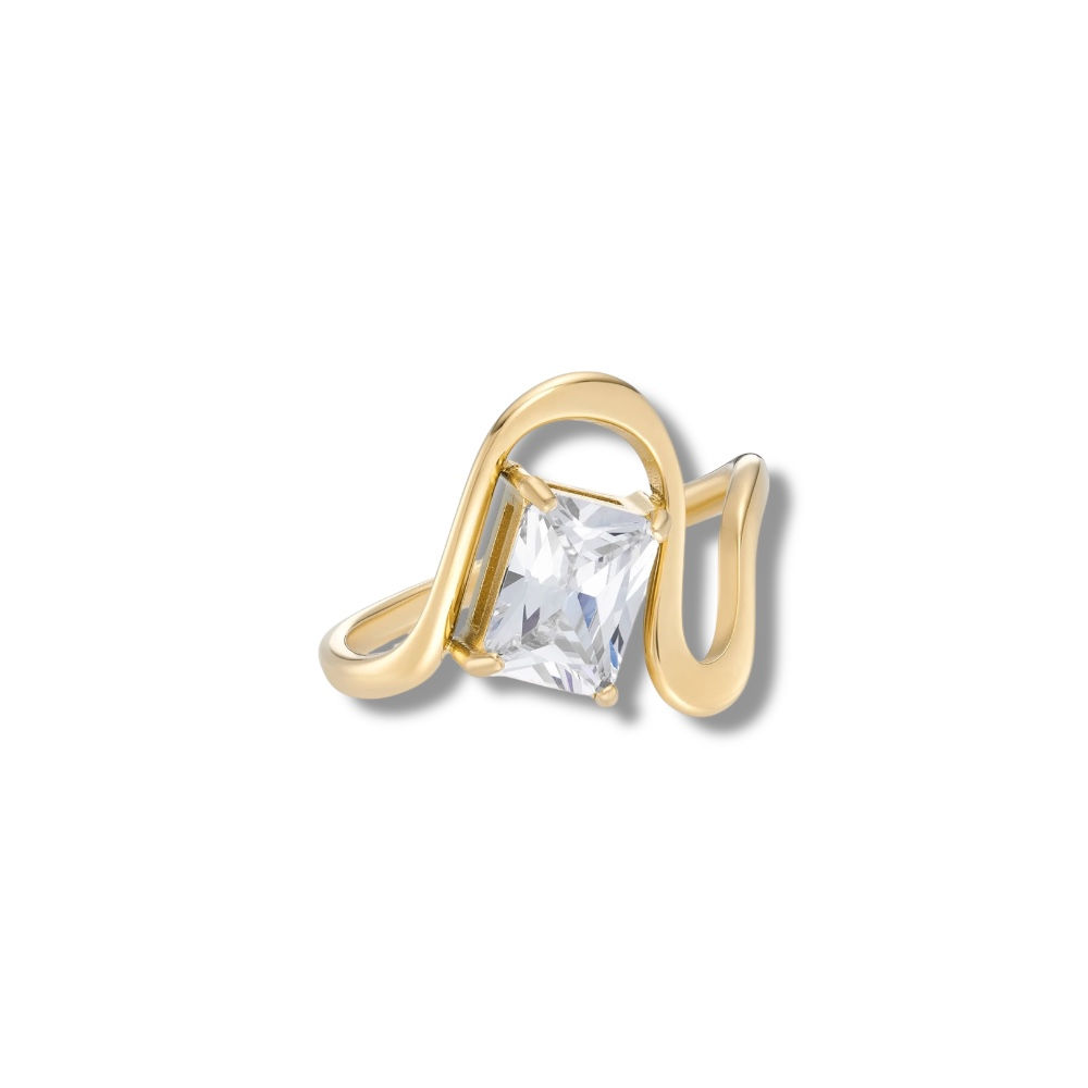 Square-Cut Solitaire Gold Ring