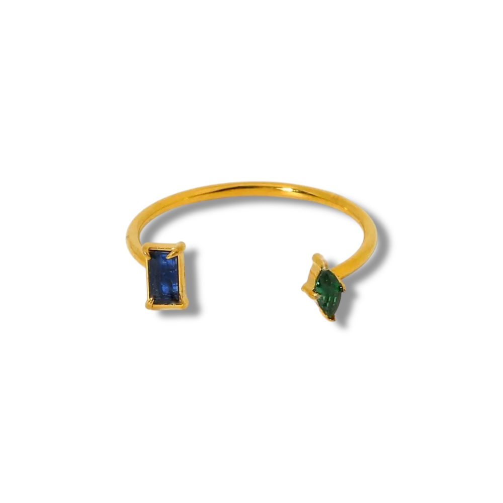 Open Baguette Gemstone Ring