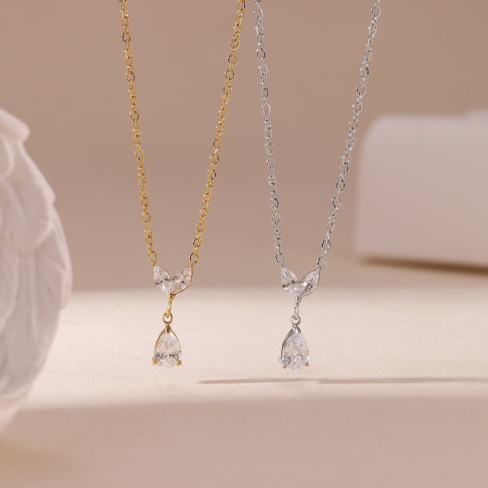 섬네일: Teardrop Crystal Drop Necklace