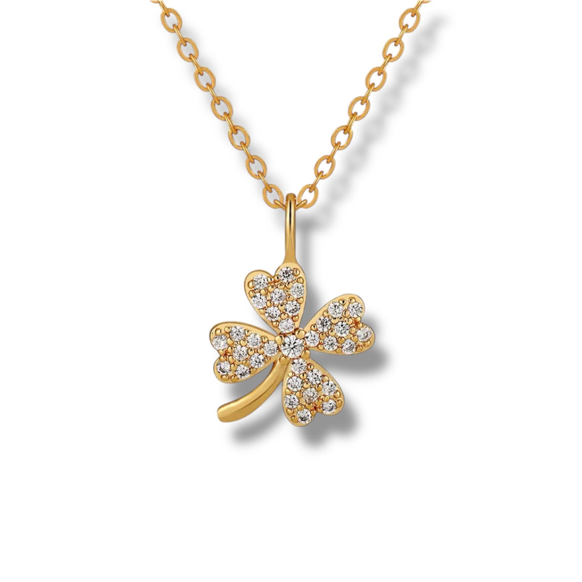 Sparkling Four-Leaf Clover Pendant Necklace