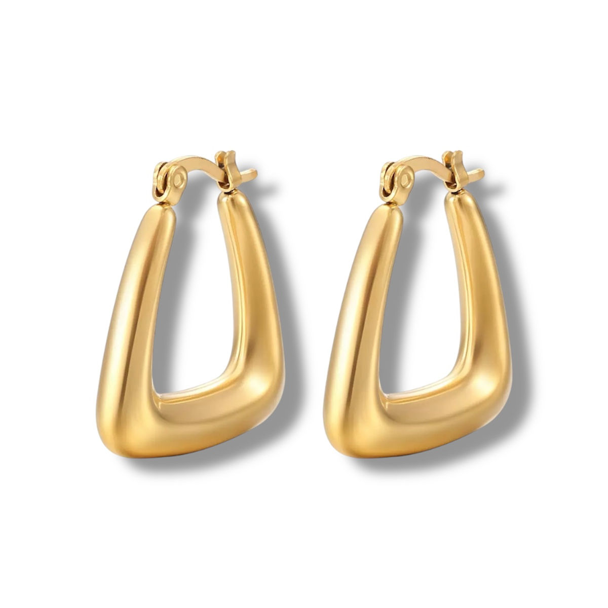 Geometric Triangle-Inspired Gold Hoop Earrings