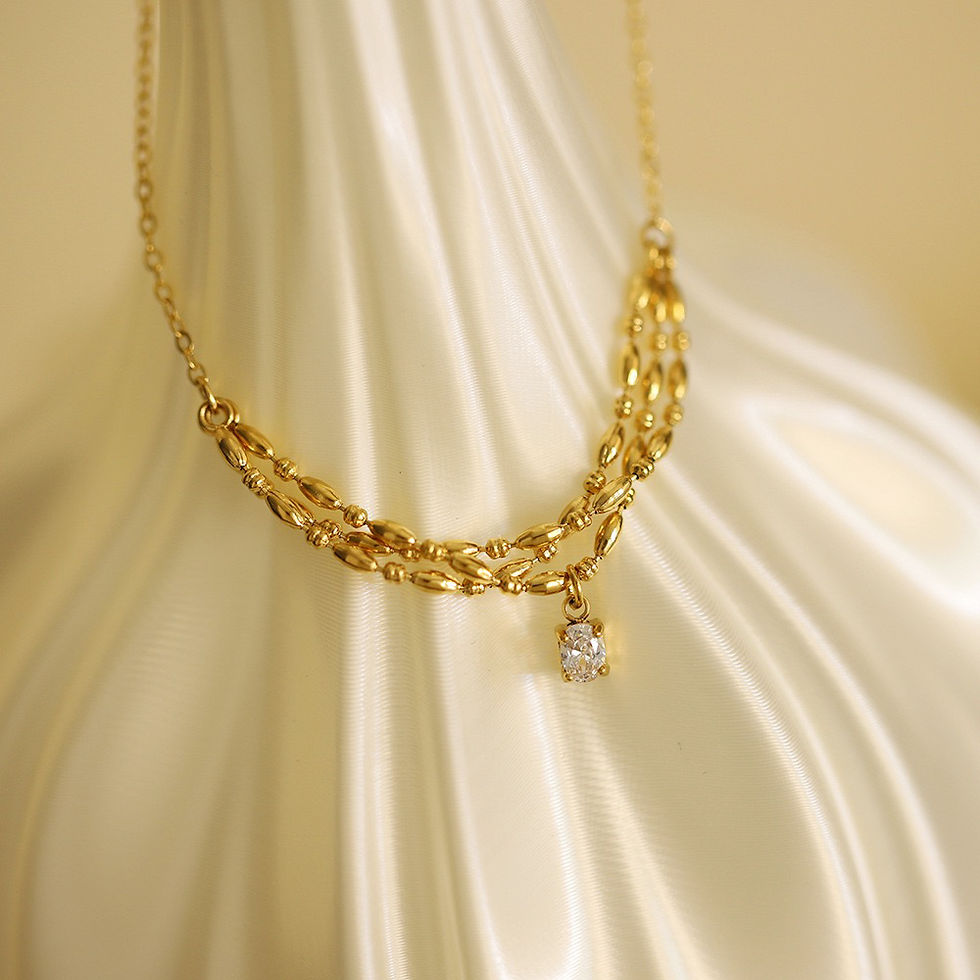 Miniatura: Layered Chain Necklace with Cubic Zirconia Accent
