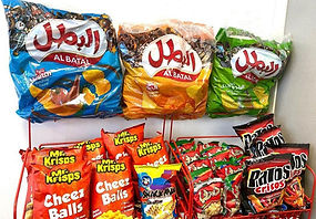 Albatal potato chips, Mr Krisps cheese ball, derby chips