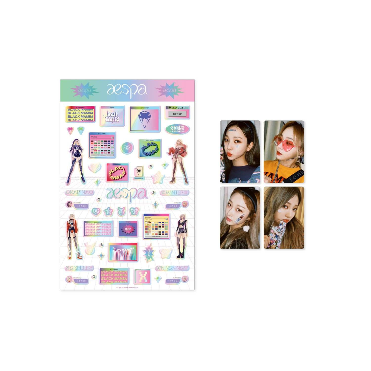 Aespa HOLOGRAM EPOXY STICKER+PHOTO CARD SET