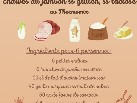 Endives au jambon sans gluten, sans lactose