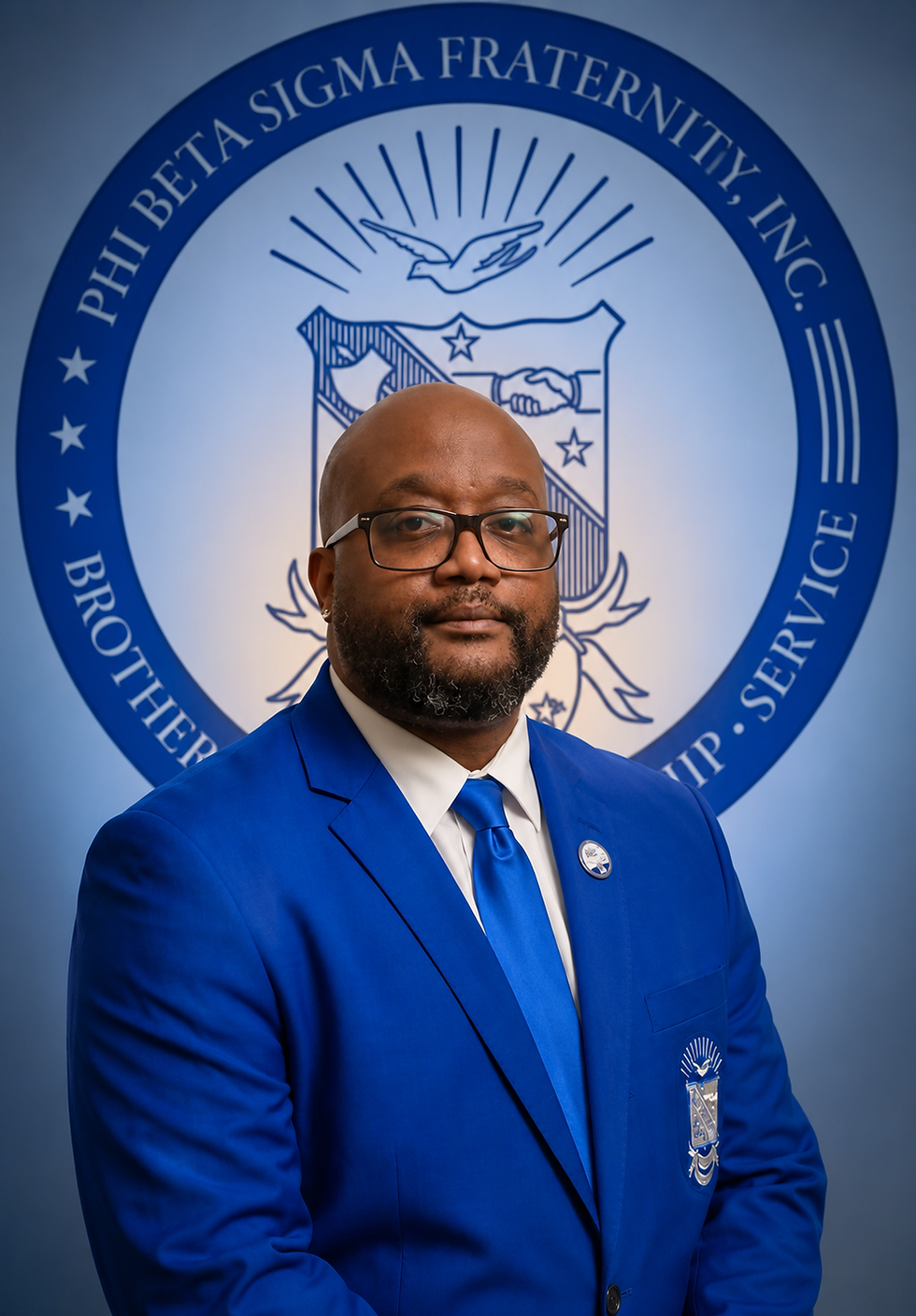 Phi Beta Sigma Chapter Leadership in blue suit