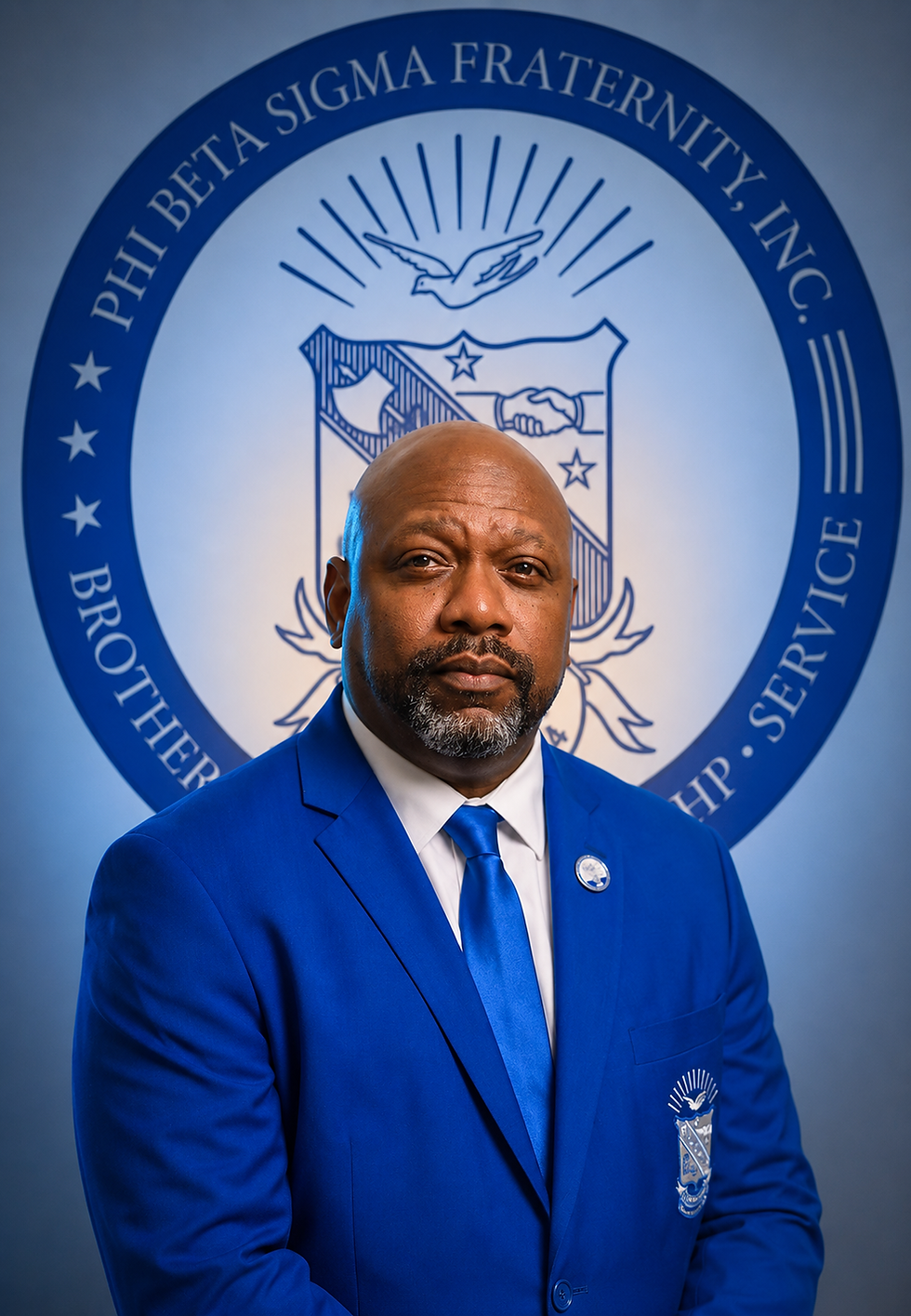 Phi Beta Sigma Chapter Leadership member in blue blazer