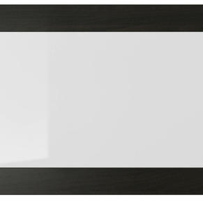 Dark stained wood frame cleaglass doors