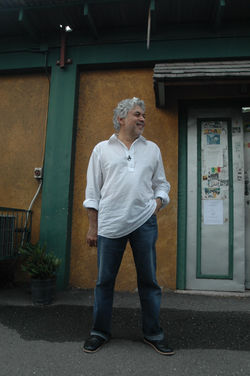 Standing at Tuff Gong door