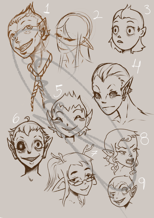 Quick face study sketches for an illutration, Made with MedibangPaint.