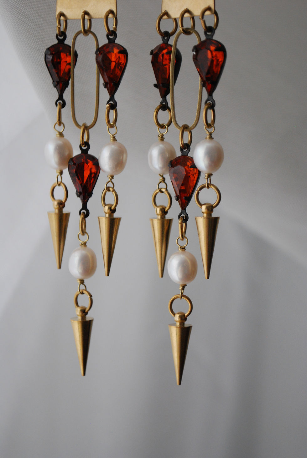 Thumbnail: Umber and Pearl Chandelier Earrings
