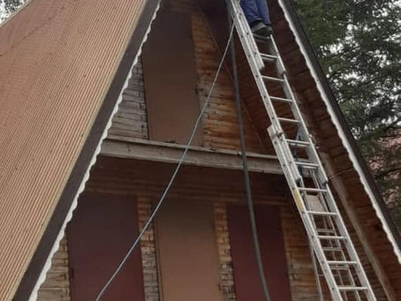 Piaskowanie domku letniskowego elewacji drewnieje