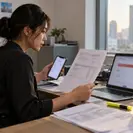 TradeNet permit rejected: an importer checks the rejection message on screen against the invoice and packing list