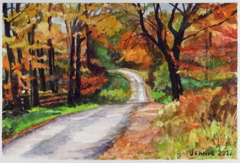 Winding Road In Fall Print