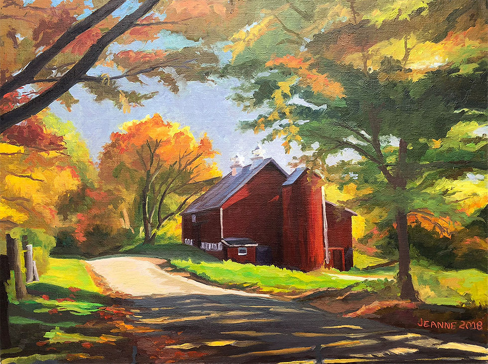 Red Barn Painting in Oil
