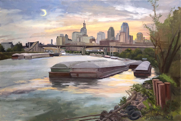 Barges and Saint Paul in Summer