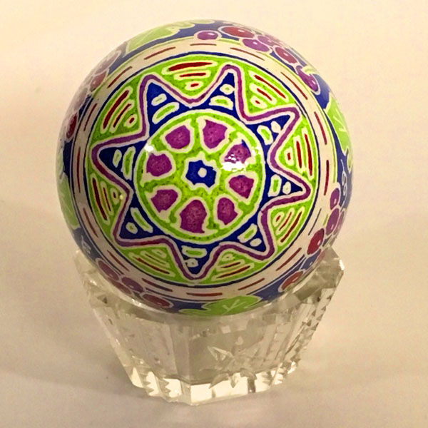 Thumbnail: Grape Vines in Magenta, Green, Violet and White on Ukrainian Chicken Egg