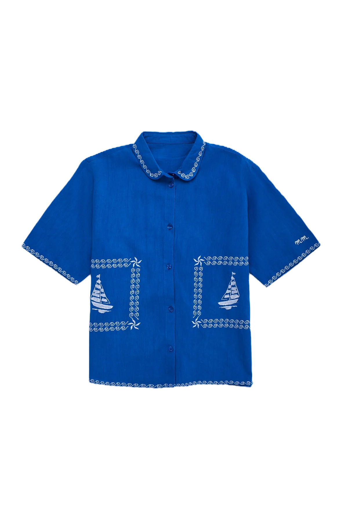 Barcos Embroidered Shirt Blue