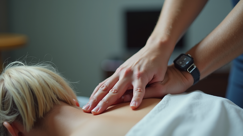 Close-up view of a chiropractor demonstrating spinal adjustment techniques