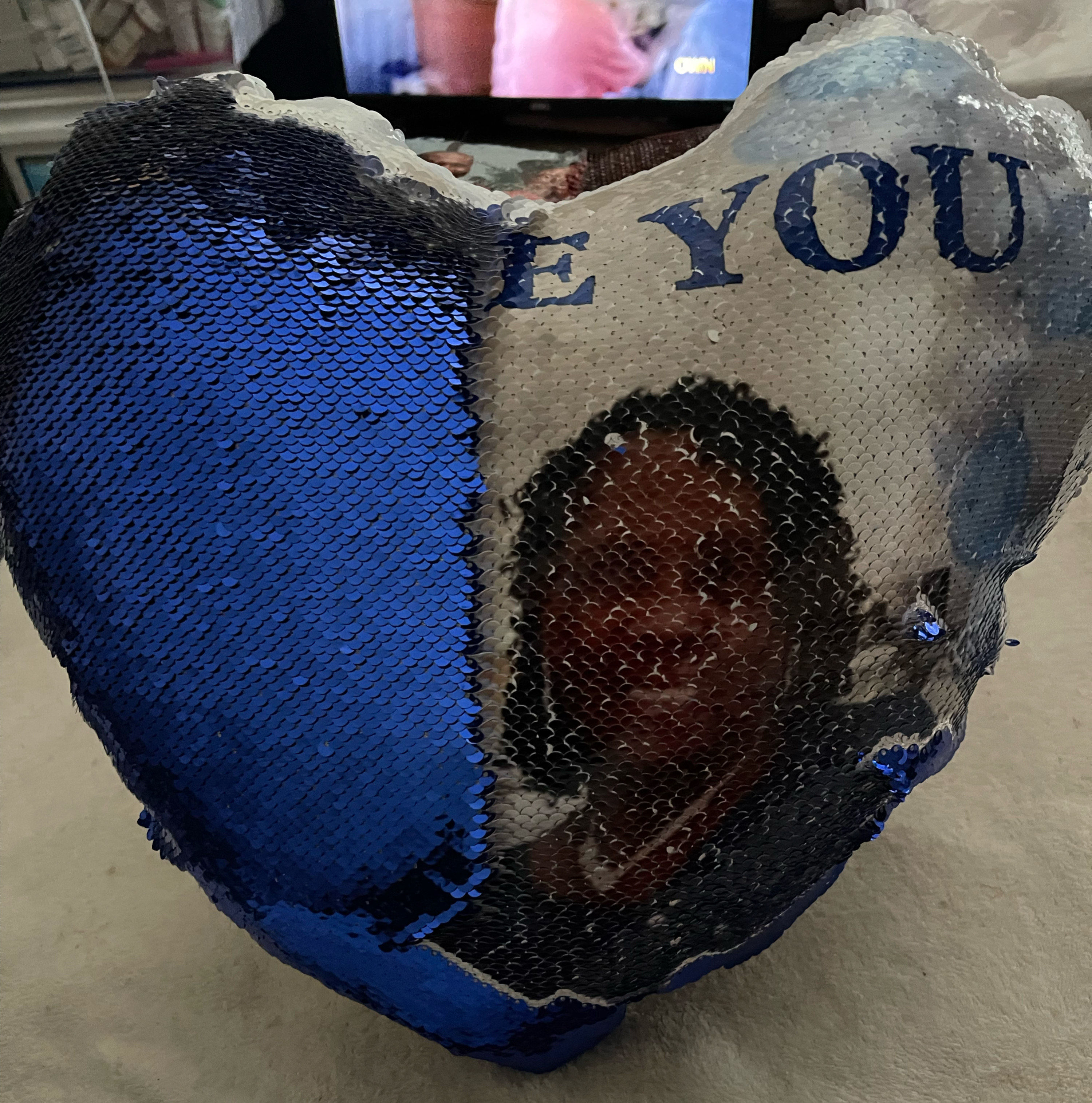 Sequin peek a Boo pillow