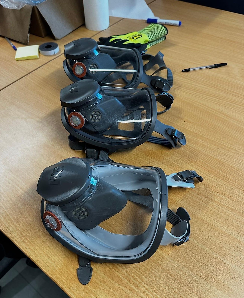 3M 6000 full-face elastomeric respirators, used in respirator fit testing