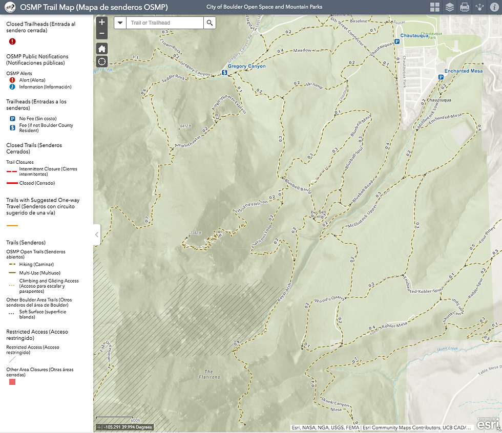 Boulder OSMP Interactive Hiking Trail Map