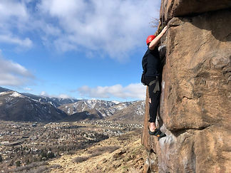 Rock climbing instruction at North Table Mountain in Golden, Colorado