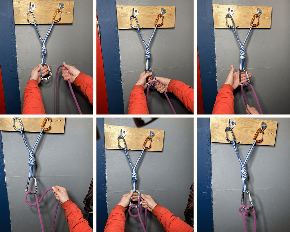 Tying a munter hitch on a carabiner