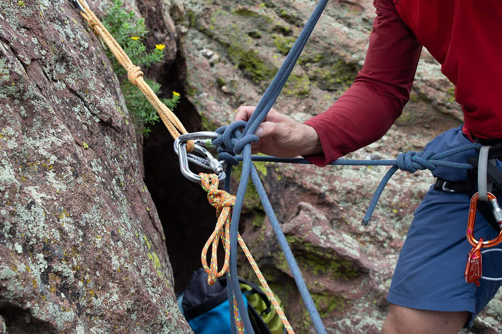 A rock climber practicing technical skills