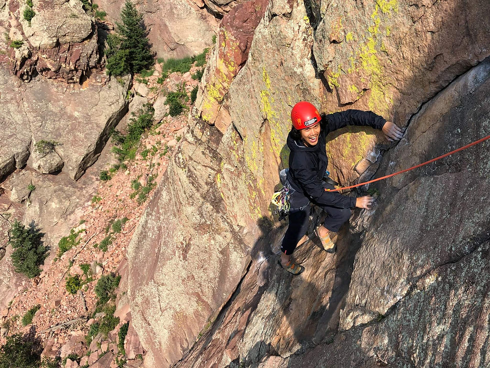 A rock climber in Eldorado Canyon State Park