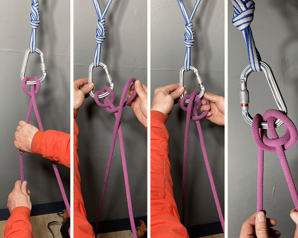 A climber tying the super munter