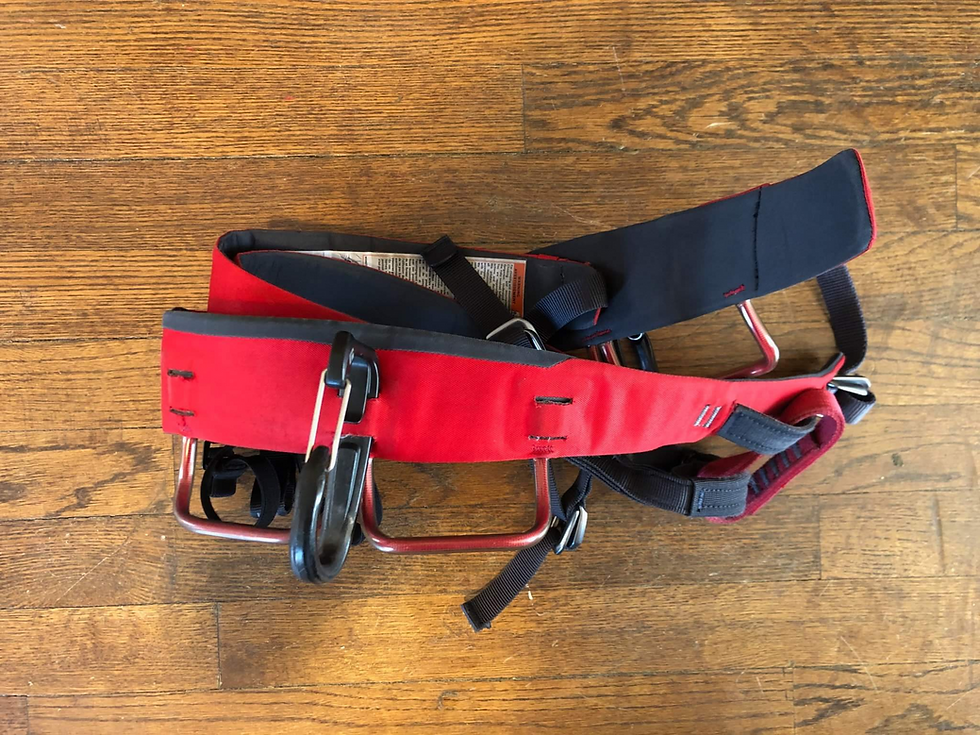 Climbing harness with ice clipper slots