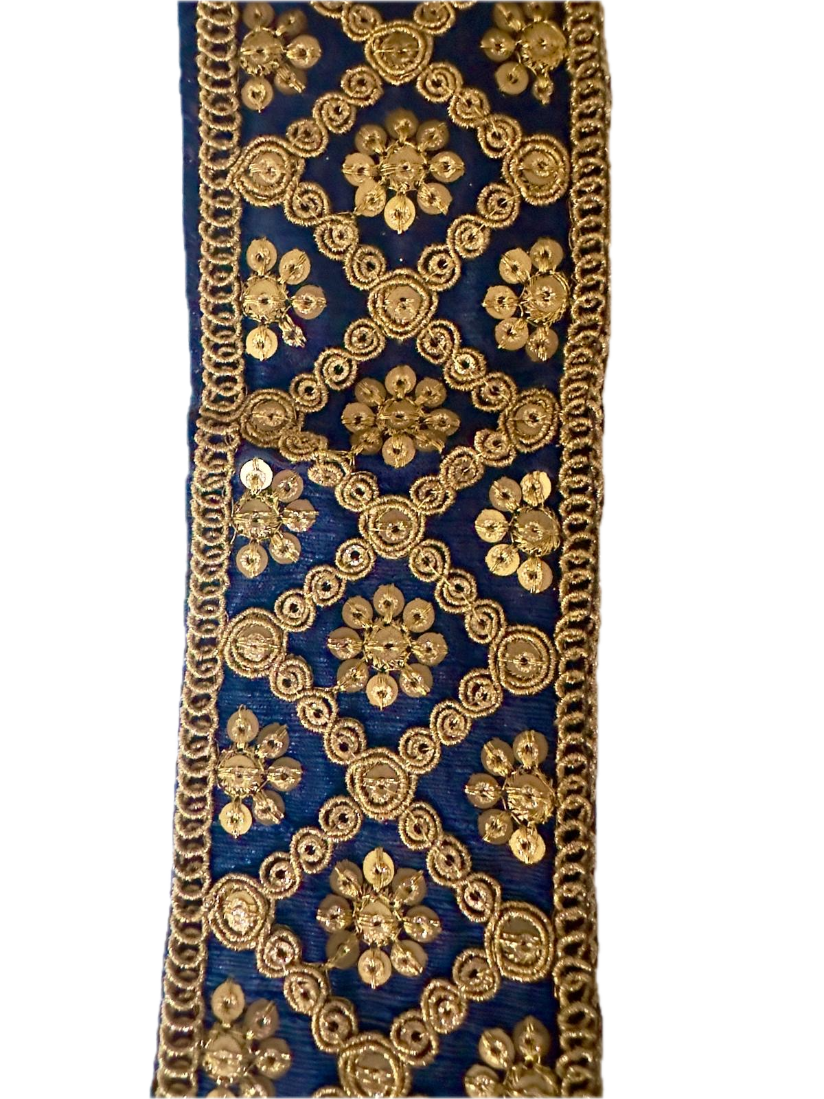 Blue Velvet Diamond Trim - 5cm