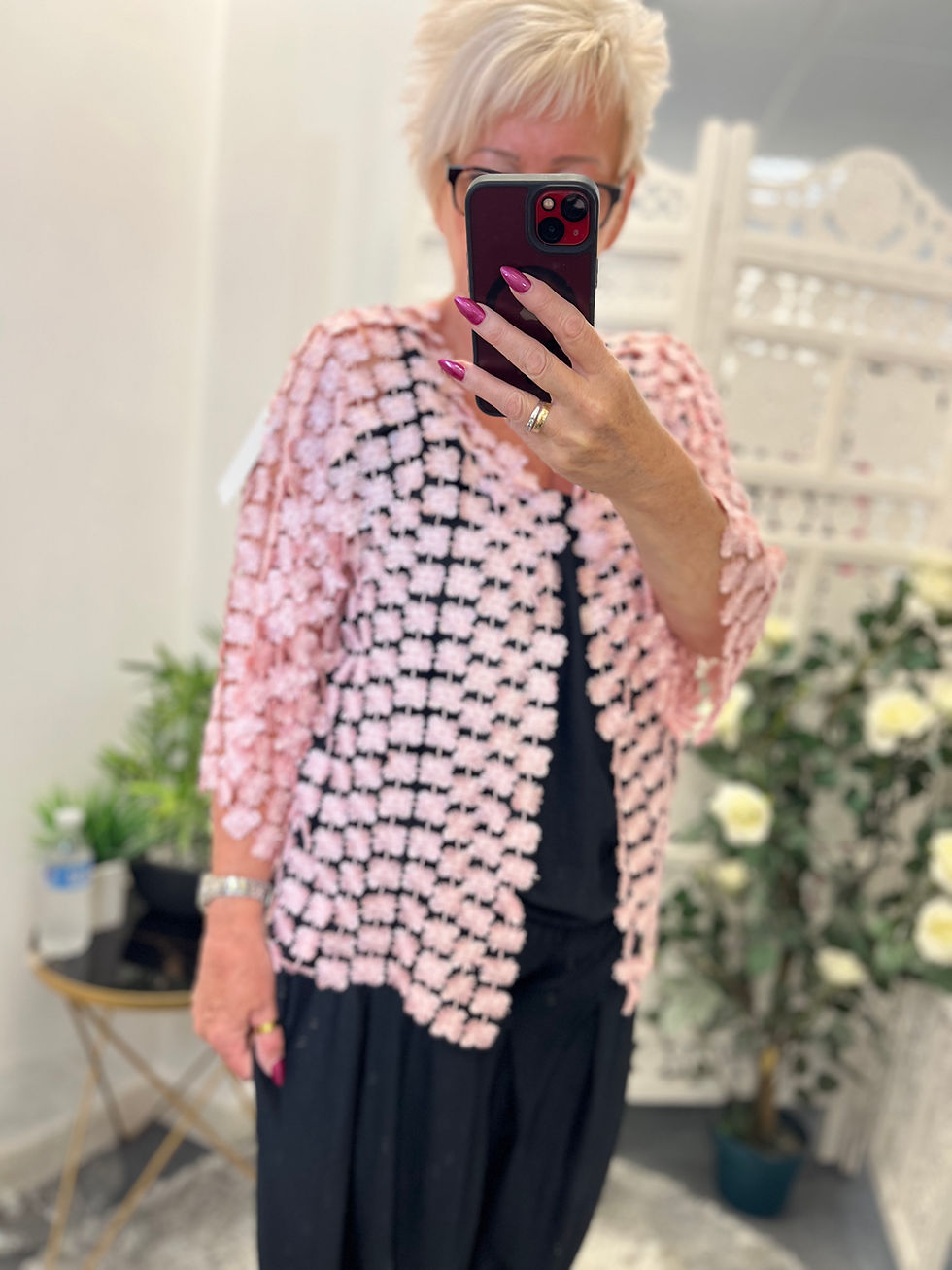 Thumbnail: The Vienna Lace Cropped CARDIGAN - Fits 8 to 16