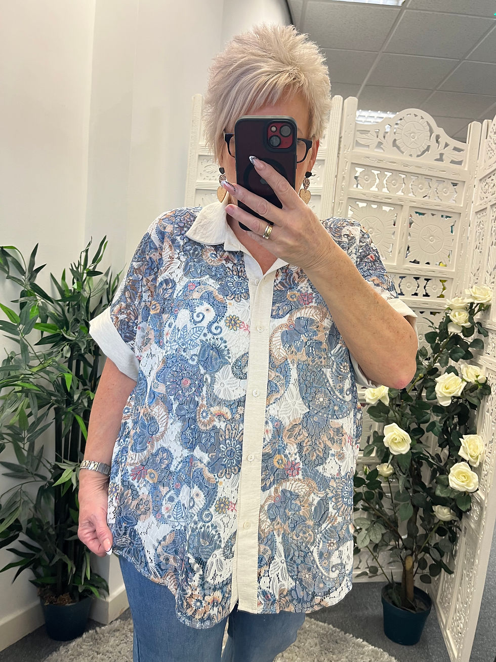 Thumbnail: The Flora Lace Shirt Set -  Size 16 to 20