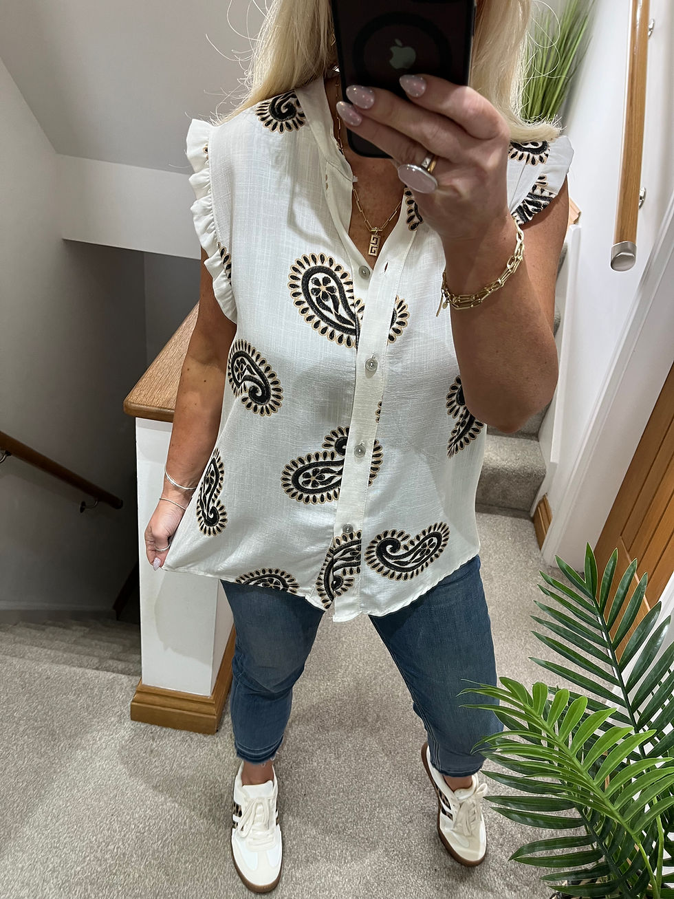 Thumbnail: The Petra Paisley Frill Tops - 8 to 14