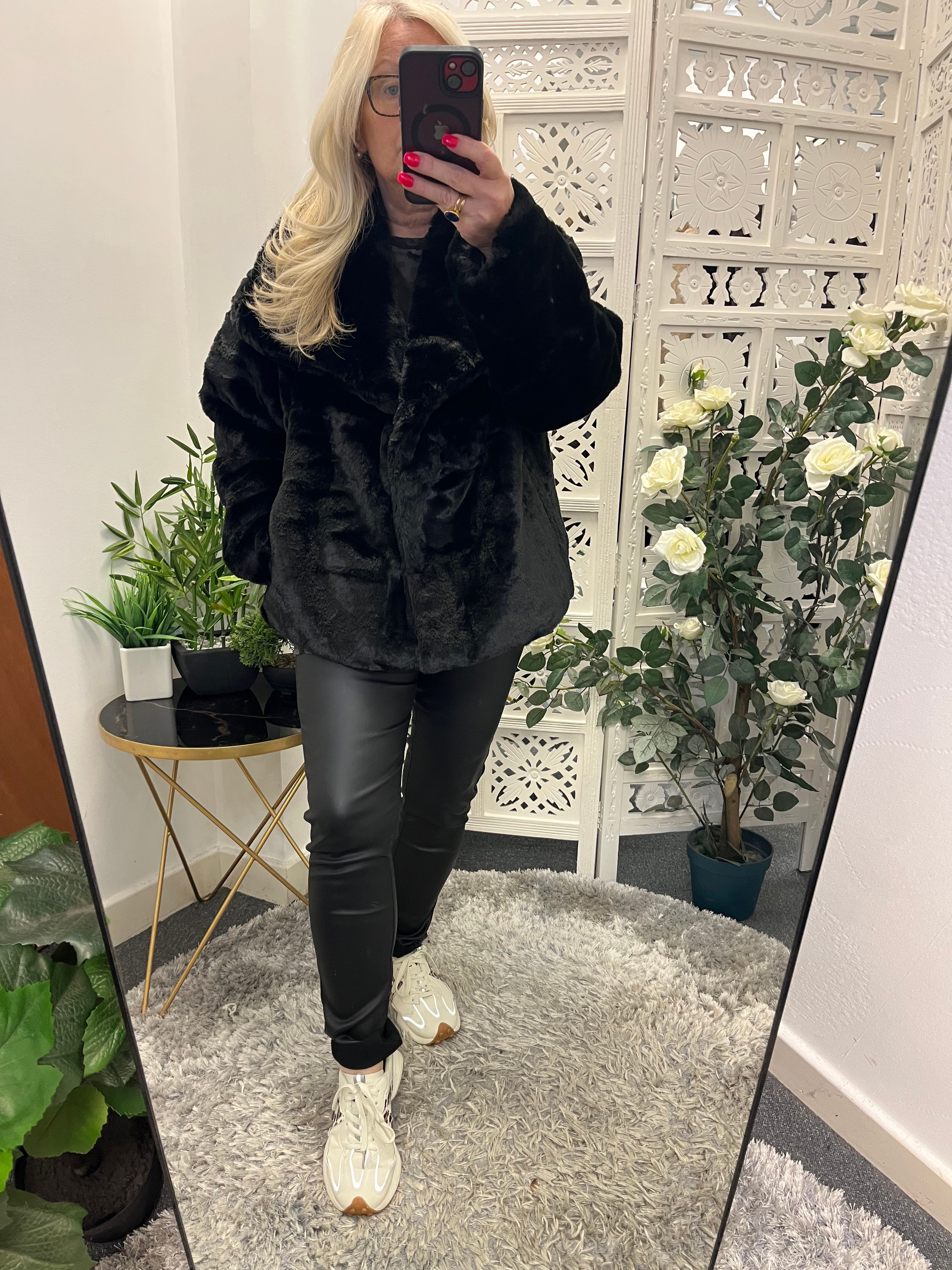 The Kennedy Cropped Faux Fur Jacket - Black - Fits 12 to 18